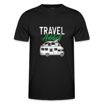 travel travel - Men's Functional T-Shirt - black - Front - AI Model Male 178 dark (178cm)