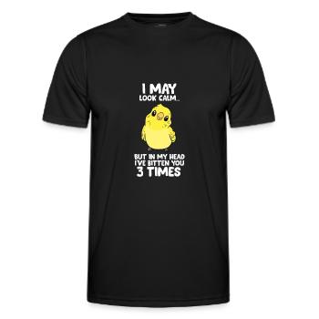 Parakeet Bird In My Head I've Bitten You 3 Times - Men's Functional T-Shirt - black - Front - AI Model Male 178 dark (178cm)