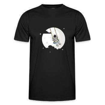 Astronaut Mond Schaukel Junge Mädchen Kosmonaut - Männer Funktions-T-Shirt - Schwarz - Vorne - AI Model Male 178 dark (178cm)