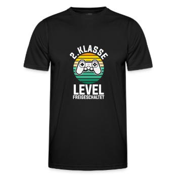 2. Klasse Level Freigeschaltet Zocker Gamer Gaming - Männer Funktions-T-Shirt - Schwarz - Vorne - AI Model Male 178 dark (178cm)