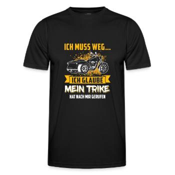 Ich muss zu meinem Trike Triker Dreirad Fahrer - Männer Funktions-T-Shirt - Schwarz - Vorne - AI Model Male 178 dark (178cm)