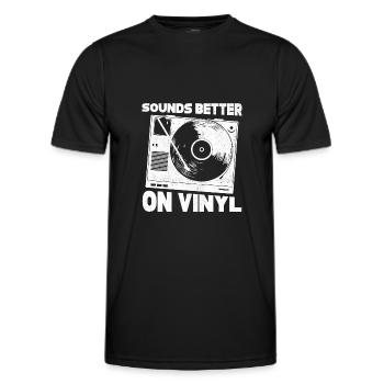 Disque vinyle LP Collectionneur de disques - T-shirt sport Homme - noir - Devant - AI Model Male 178 dark (178cm)