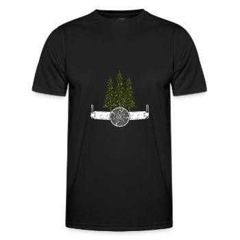 Chainsaw Axe Forester Lumberjack Saw Chain - Men's Functional T-Shirt - black - Front - AI Model Male 178 dark (178cm)
