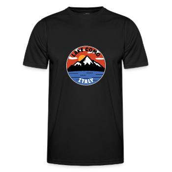 | du lac de Côme Italie | Lac et montagne - T-shirt sport Homme - noir - Devant - AI Model Male 178 dark (178cm)