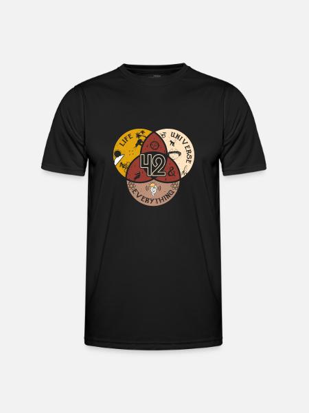 Antwort Physik Mathematik Spruch Universum - Männer Funktions-T-Shirt - Schwarz