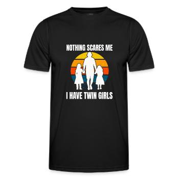 Dad with 2 twin daughters - Nothing Scared Me - Men's Functional T-Shirt - black - Front - AI Model Male 178 dark (178cm)
