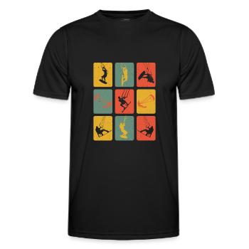 Retro Kite Surfer Kitsurfing Kiter Water Sports - Men's Functional T-Shirt - black - Front - AI Model Male 178 dark (178cm)