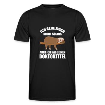FaultierDoktorinDoktorandPromotion Doktortitel - Männer Funktions-T-Shirt - Schwarz - Vorne - AI Model Male 178 dark (178cm)