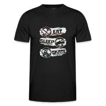 Roller Skates Running Roller Skates - Men's Functional T-Shirt - black - Front - AI Model Male 178 dark (178cm)