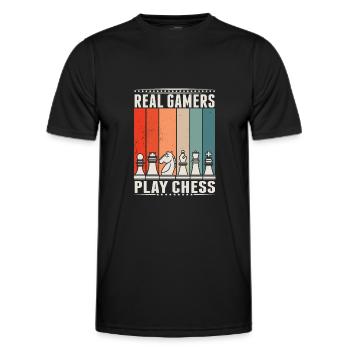 Rétro jeu d’échecs jeu d’échecs jeu d’échecs - T-shirt sport Homme - noir - Devant - AI Model Male 178 dark (178cm)