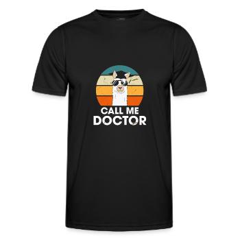 Call Me Doctor Lama Alpaka Docteur Ph.D Études - T-shirt sport Homme - noir - Devant - AI Model Male 178 dark (178cm)