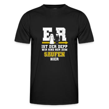 Er Ist Der Depp Jga Junggesellenabschied Männer - Männer Funktions-T-Shirt - Schwarz - Vorne - AI Model Male 178 dark (178cm)