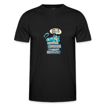 FUNNY CATS READING BOOK READER LITERATURE WRITING - T-shirt sport Homme - noir - Devant - AI Model Male 178 dark (178cm)