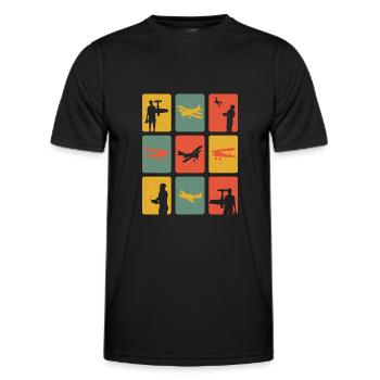 Retro Model Airplane Model Airplane Model Airplane - Men's Functional T-Shirt - black - Front - AI Model Male 178 dark (178cm)