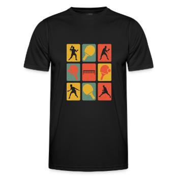 Table Tennis Retro Vintage Table Tennis Player - Männer Funktions-T-Shirt - Schwarz - Vorne - AI Model Male 178 dark (178cm)