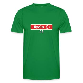 09 Aydin Plaque d’immatriculation turque en cadeau - T-shirt sport Homme - vert - Devant - AI Model Male 178 dark (178cm)