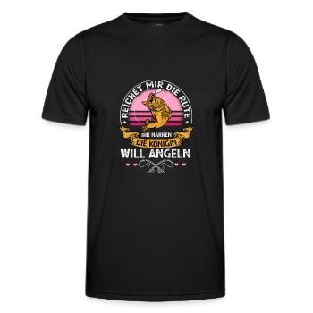 Reicht mir die Rute die Königin will Angeln - Männer Funktions-T-Shirt - Schwarz - Vorne - AI Model Male 178 dark (178cm)