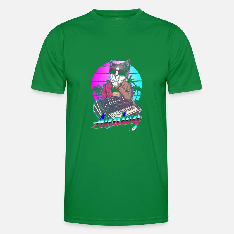 Synthesizer Vaporwave Cat Modular Analog Men's Functional T-Shirt