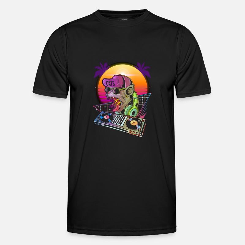 Disco Chat DJ Vaporwave 80 90 Techno Musique T-shirt sport Homme