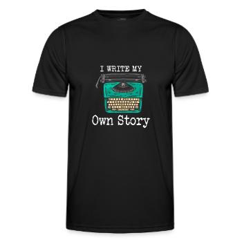 Typewriter Writing Writer I Write My Own Story - Männer Funktions-T-Shirt - Schwarz - Vorne - AI Model Male 178 dark (178cm)