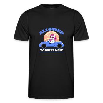 Allowed To Drive Now Driver's License Unicorn Teen - Men's Functional T-Shirt - black - Front - AI Model Male 178 dark (178cm)