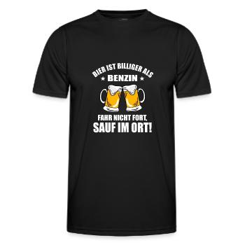 Bier Ist Billiger Als Benzin Sauf Im Ort - Bier - Männer Funktions-T-Shirt - Schwarz - Vorne - AI Model Male 178 dark (178cm)