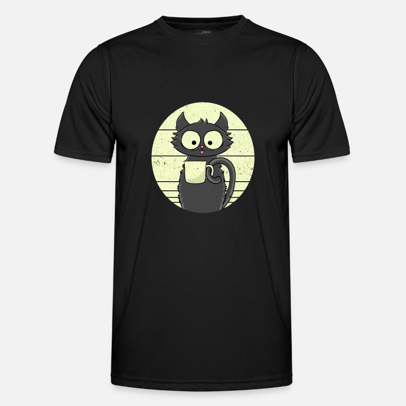 Kaffee Katze - Männer Funktions-T-Shirt - Schwarz