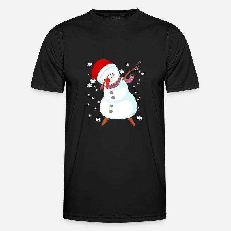 Snowman Dabbing Christmas Gift - Men's Functional T-Shirt - black