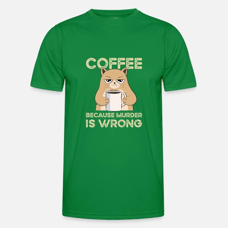 Coffee Because Murder Is Wrong Cat Vintage Men's Functional T-Shirt