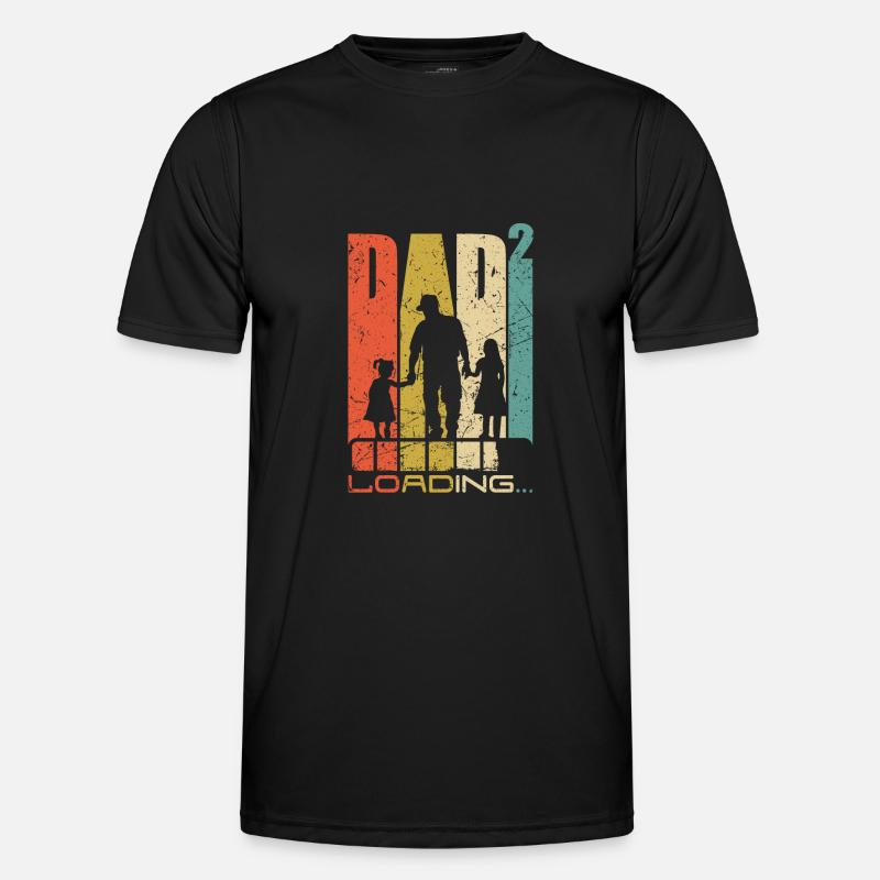 Papa 2 Töchter Vater werden Geschenk - Männer Funktions-T-Shirt - Schwarz
