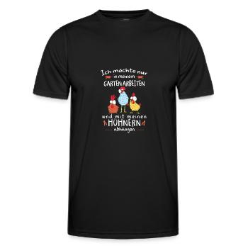 Im Garten arbeiten und mit Hühner abhängen - Männer Funktions-T-Shirt - Schwarz - Vorne - AI Model Male 178 dark (178cm)