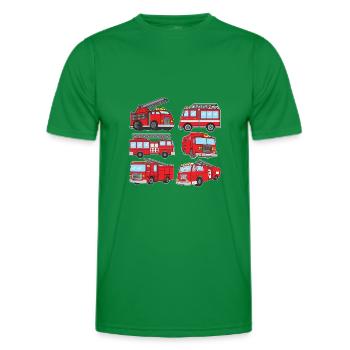 Camion de pompiers Pompiers Véhicule d’intervention - T-shirt sport Homme - vert - Devant - AI Model Male 178 dark (178cm)