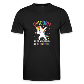 Opa Einhorn Großvater Opicorn Spruch - Männer Funktions-T-Shirt - Schwarz - Vorne - AI Model Male 178 dark (178cm)