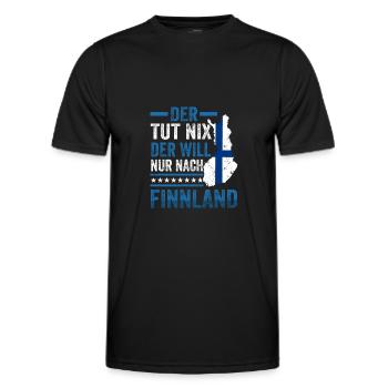 Nur nach Finnland Spruch Flagge Skandinavien - Männer Funktions-T-Shirt - Schwarz - Vorne - AI Model Male 178 dark (178cm)