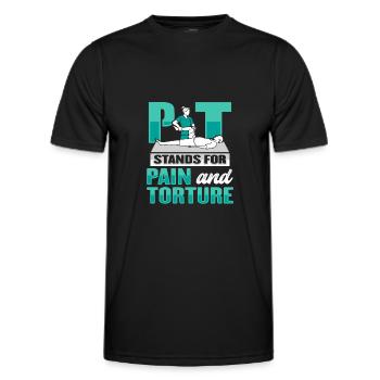Physiotherapy shirt for physiotherapist - Men's Functional T-Shirt - black - Front - AI Model Male 178 dark (178cm)