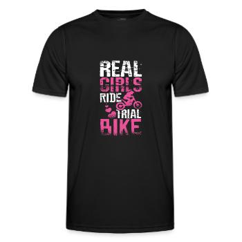 Girls ride trial bike - Men's Functional T-Shirt - black - Front - AI Model Male 178 dark (178cm)