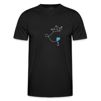 Paper ship Paper boat with anchor in the sea - Men's Functional T-Shirt - black - Front - AI Model Male 178 dark (178cm)