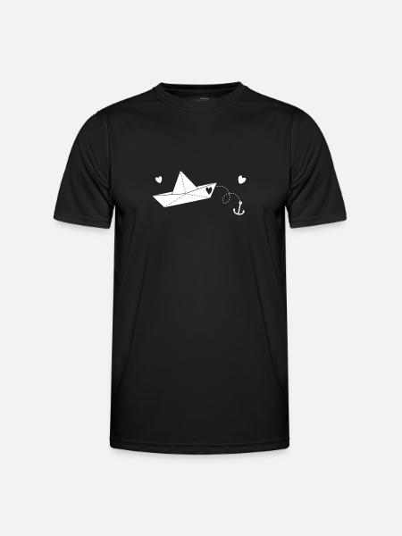 Papierboot Anker Papierschiff - Männer Funktions-T-Shirt - Schwarz