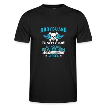 Lustiger Bodyguard Spruch Unfall Aussehen Lassen - Männer Funktions-T-Shirt - Schwarz - Vorne - AI Model Male 178 dark (178cm)