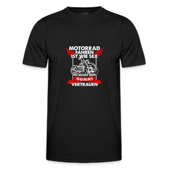 Motorradfahren Ist Wie Sex Gummi Vertrauen - Männer Funktions-T-Shirt - Schwarz - Vorne - AI Model Male 178 dark (178cm)