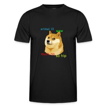 Article 13 Doge Meme #saveyourinternet Eu Shirt - Men's Functional T-Shirt - black - Front - AI Model Male 178 dark (178cm)