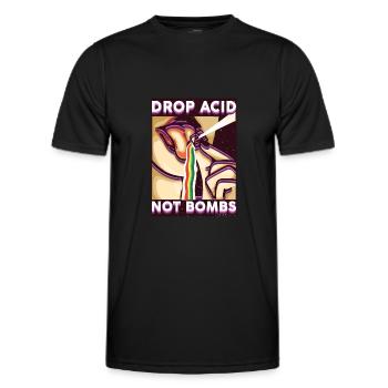 Drop Acid not Bombs - Retro LSD Psychedelic - Men's Functional T-Shirt - black - Front - AI Model Male 178 dark (178cm)