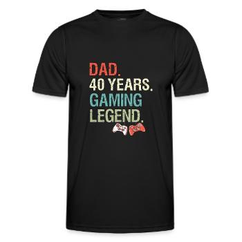 Lustige Gaming Sprüche Dad 40 Geburtstag Gamer - Männer Funktions-T-Shirt - Schwarz - Vorne - AI Model Male 178 dark (178cm)