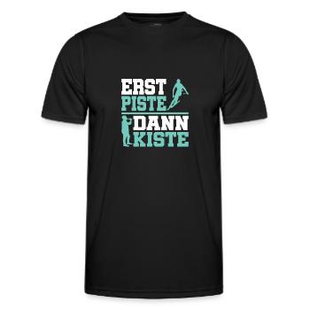 Erst Piste dann Kiste - Männer Funktions-T-Shirt - Schwarz - Vorne - AI Model Male 178 dark (178cm)