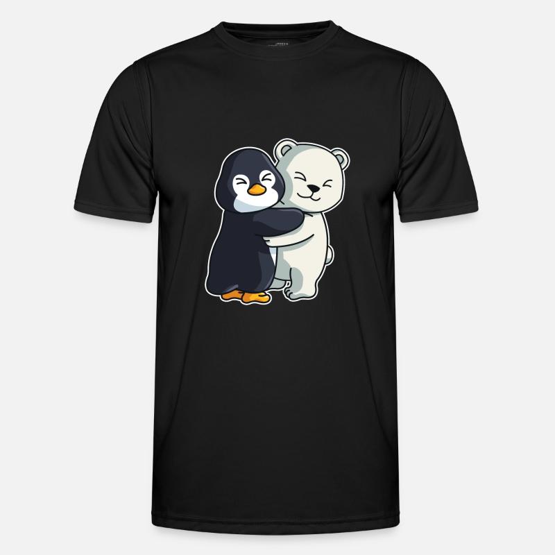 Penguin Icebear Polar bear Cuddle Valentine's Day - Men's Functional T-Shirt - black