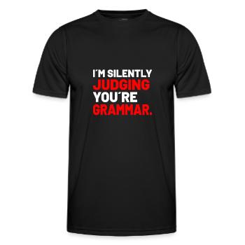 Grammar Police Grammar Nerd Funny Grammar - Men's Functional T-Shirt - black - Front - AI Model Male 178 dark (178cm)