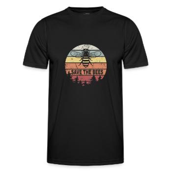 Retro Honey Bee Save The Bees Honey Bee Beekeeper - Men's Functional T-Shirt - black - Front - AI Model Male 178 dark (178cm)
