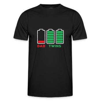 Papa Basse Charge Battery Twins Battery Full Charge Battery - T-shirt sport Homme - noir - Devant - AI Model Male 178 dark (178cm)