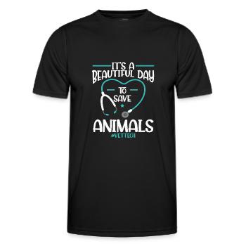 veterinarian veterinary medicine animals medicine veterinary practice - Men's Functional T-Shirt - black - Front - AI Model Male 178 dark (178cm)