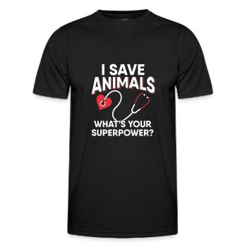 veterinarian veterinary medicine animals medicine veterinary practice - Men's Functional T-Shirt - black - Front - AI Model Male 178 dark (178cm)